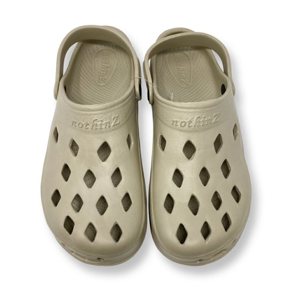 Nothinz Men's Vented Eva Clogs With Swivel Strap. Beige. Size 12